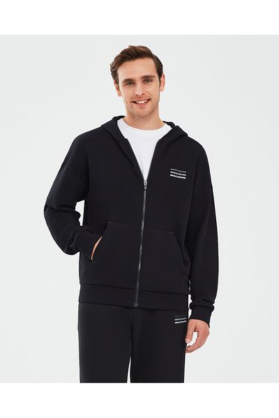 SKECHERS Essential M Full Zip Hoodie Sweatshirt Men's Black Zippered Tracksuit Top S232233-001