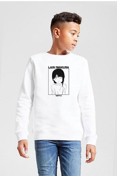 Tshirthane Serial Experiments Anime Lain Poster Hanorac alb pentru copii 2ip