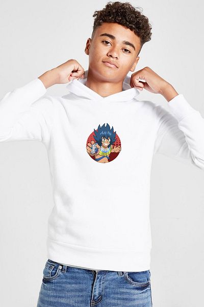 Tshirthane Hanorac cu glugă 3ip pentru copii Beyblade Laban Vanot cu leopard alb