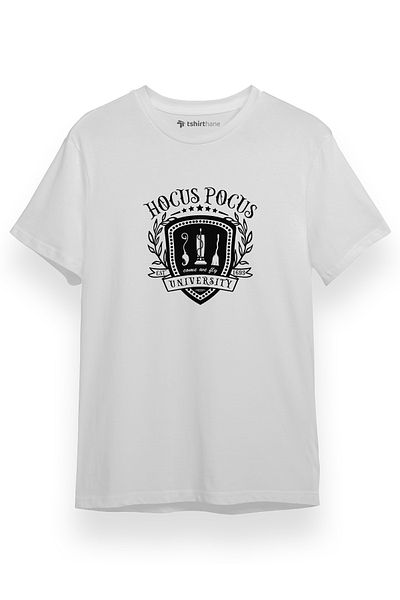 Tshirthane Ανδρικό μπλουζάκι Hocus Pocus University Λευκό κοντομάνικο