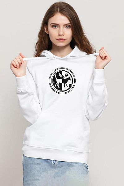 Tshirthane Monogatari Anime Tsubasa - Hanorac alb cu glugă 3ip pentru femei, simbolul pisicii Tsubasa