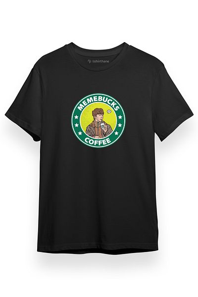 Tshirthane Ανδρικό μπλουζάκι Monsta X Hyungwon Memebucks Coffee Μαύρο κοντομάνικο