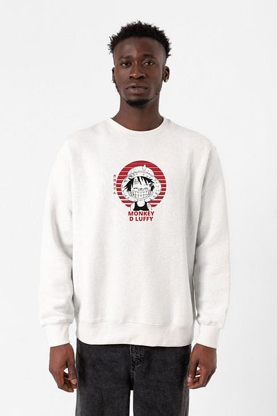 Tshirthane Φούτερ One Piece Anime Monkey D Luffy White ανδρικό φούτερ 2ip