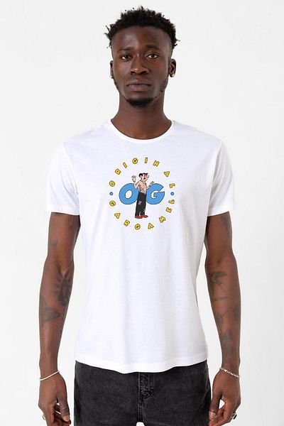 Tshirthane تي شيرت رجالي أبيض برقبة دائرية من The Smurfs Original Gargamel