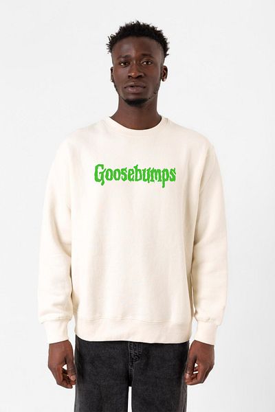 Tshirthane Ανδρικό φούτερ Goosebumps Lettern Ecru 2 κορδόνι