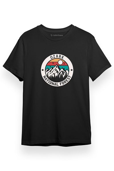 Tshirthane Ανδρικό μπλουζάκι Ozark National Forest μαύρο κοντομάνικο
