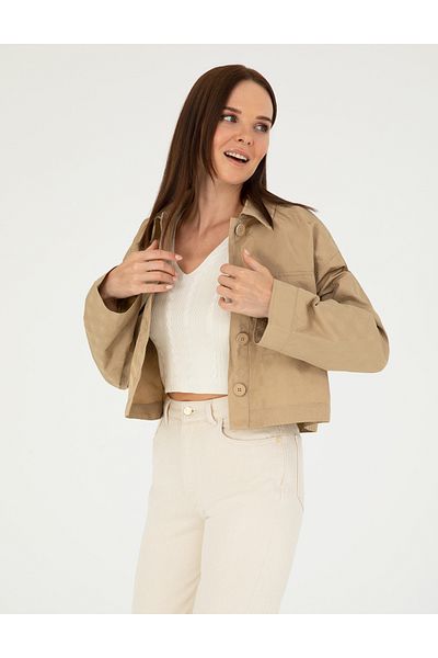 Pierre Cardin Beige Crop Top Long Sleeve Shirt 50289457 -Vr011