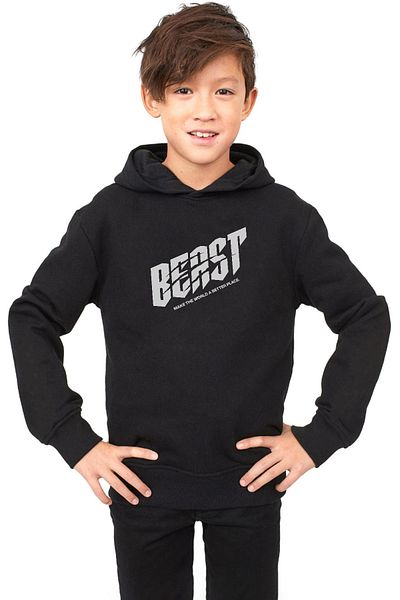 Tshirthane Детски суичър с качулка Mr Beast Make The World Black 3ip