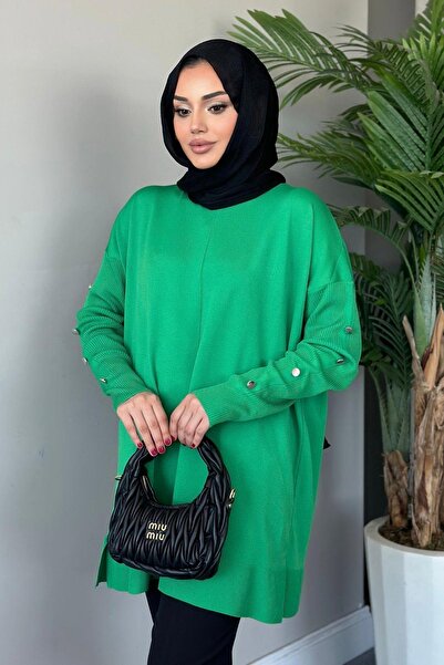 Hazamoda Πράσινο Μερσεριζέ Τουνίκ - Με Μεταλλικά Κουμπιά