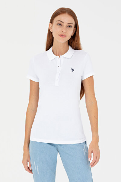 U.S. Polo Assn. Γυναικείο λευκό μπλουζάκι με λαιμόκοψη πόλο 50262675-VR013
