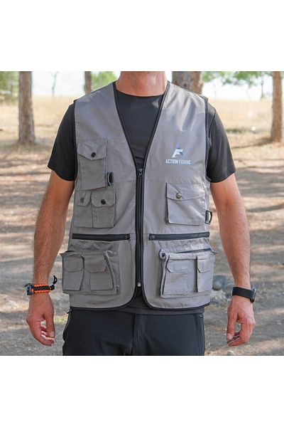 SAVEX Gray Action Multi-Pocket Four Seasons Outdoor Sports Vest