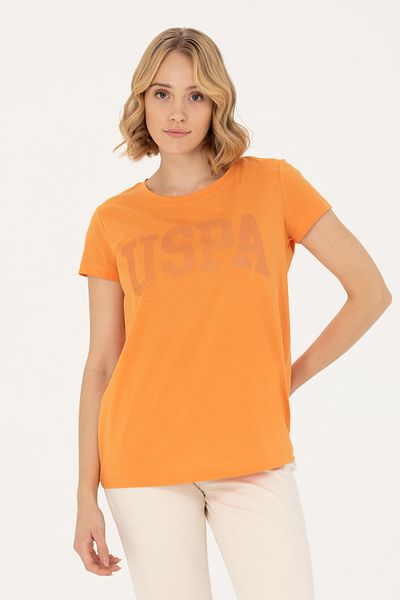 U.S. Polo Assn. Tricou portocaliu de bază cu gât crew pentru femei 50262670 -VR051
