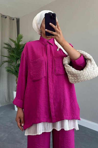 HAZA MODA Bellows Pocket Set Plum