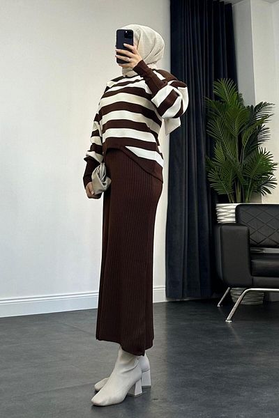 Şule Giyim Buse Knitwear Dress Brown