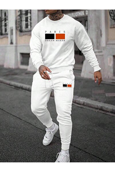 Mythologie Paris Dream Maker Sweatshirt Jogger - White Printed Top and Bottom...