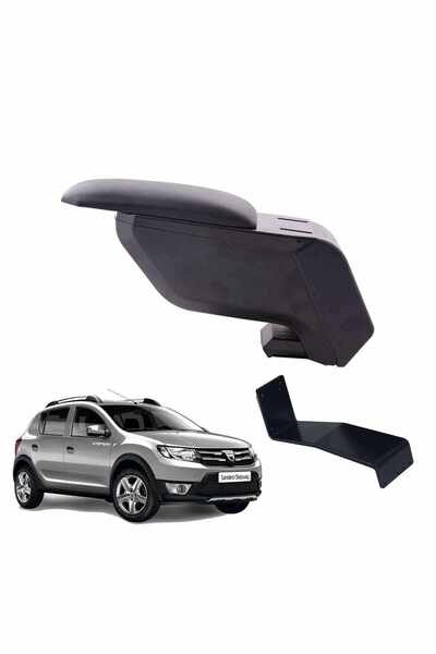 3 Tıkla Dacia Sandero Stepway 2013 Delmesiz Çelik Ayaklı Siyah Kolçak Kol Dayama