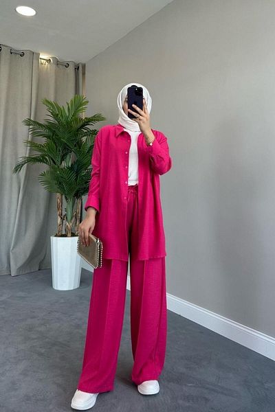 Şule Giyim Berry Linen Set Pink