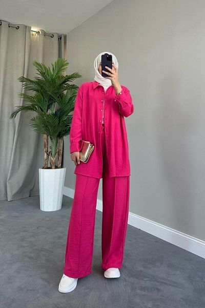 Şule Giyim Berry Linen Set Pink