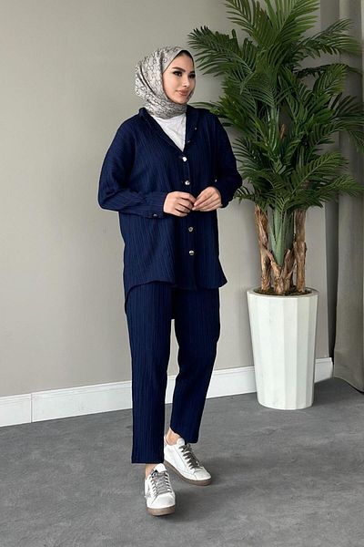 Şule Giyim Umay Set Navy Blue