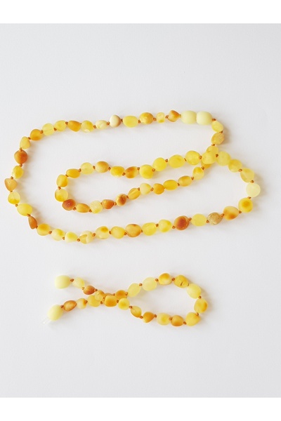 Kehribar Sarayı قطرة العنبر الأحفوري قلادة سوار مجموعة الكبار