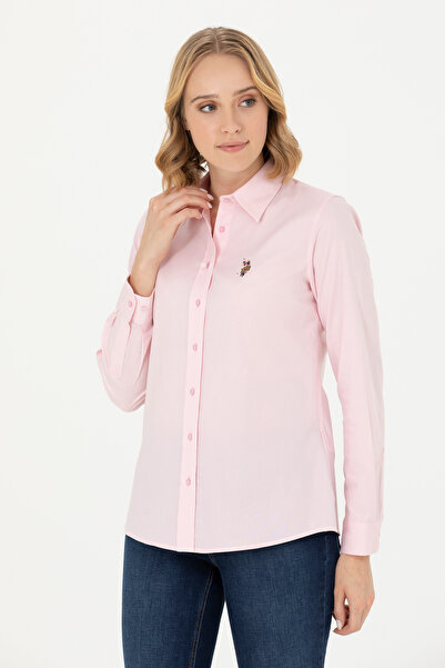 U.S. Polo Assn. Γυναικείο ροζ μακρυμάνικο βασικό πουκάμισο 50262849-VR041