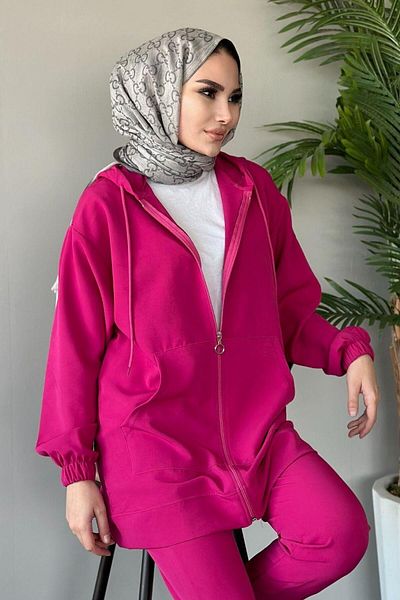 Şule Giyim Zippered Sports Set Fuchsia