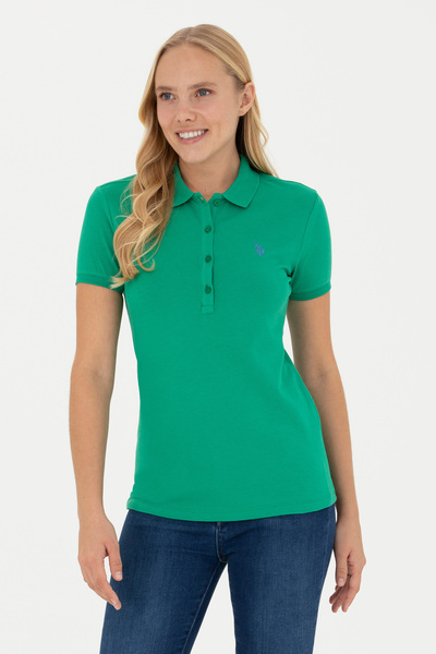 U.S. Polo Assn. Дамска зелена тениска с поло яка 50262716 -Vr054