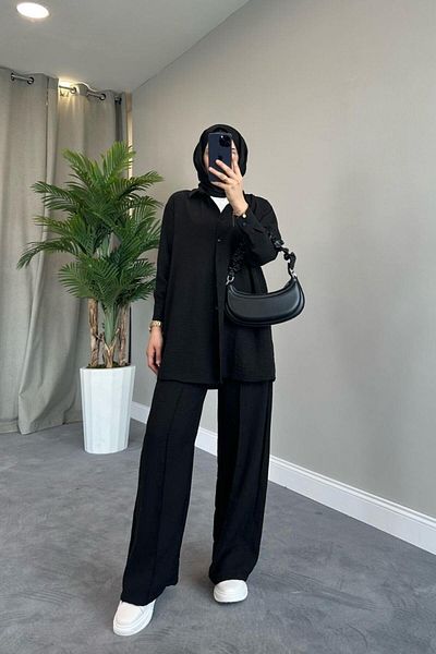 Şule Giyim Berry Linen Set Black
