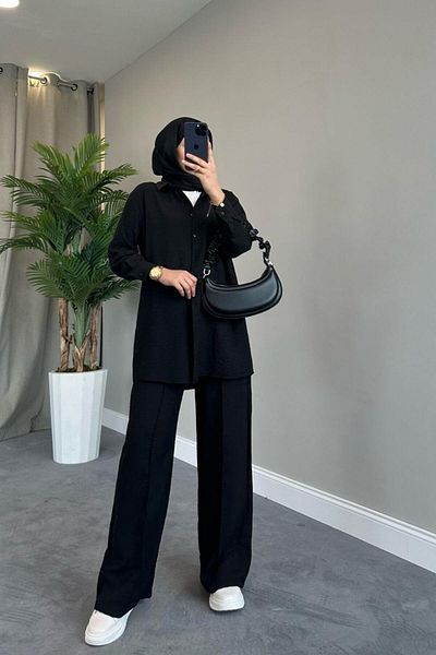 Şule Giyim Berry Linen Set Black