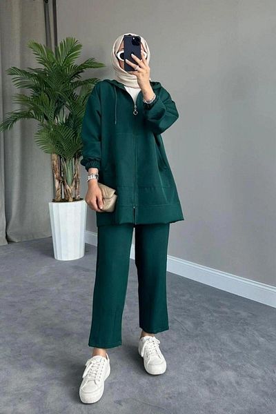 Şule Giyim Zippered Sports Set Emerald