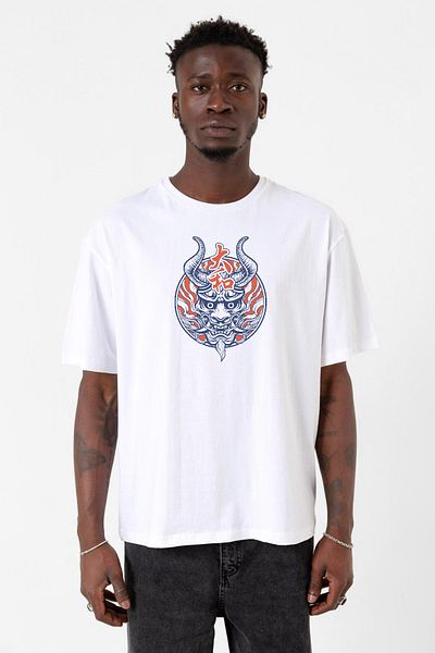 Tshirthane One Piece Anime Yamato Mask Λευκό ανδρικό μπλουζάκι μεγάλου μεγέθους