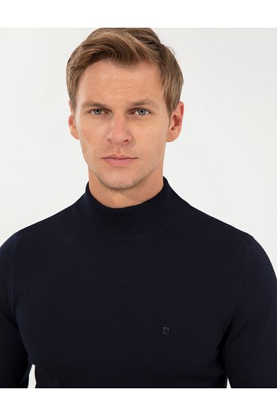 Pierre Cardin Navy Blue Slim Fit Half Turtleneck Basic Knitwear Sweater 50256965 -Vr033