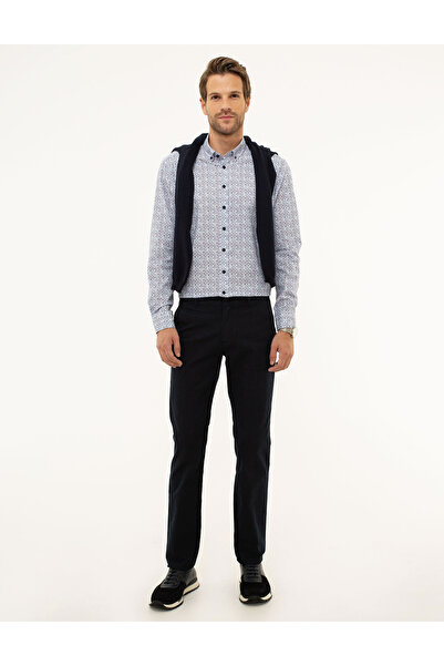 Pierre Cardin Μπλε εφαρμοστό μακρυμάνικο πουκάμισο 50209585-VR036