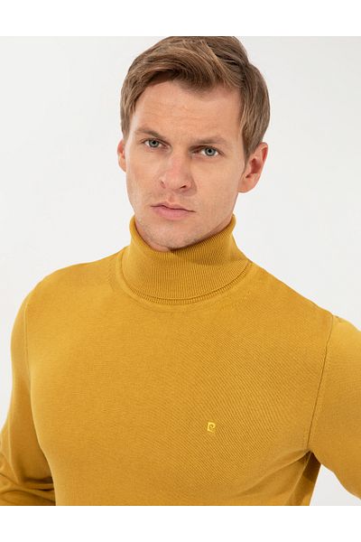 Pierre Cardin Turtleneck Slim Fit Mustard Knitwear Sweater -50257158-VR072