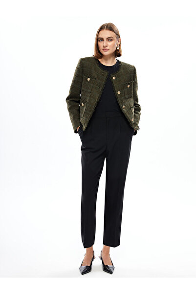 LC Waikiki Black Loose Fit Women's Trousers with Elastic Waist