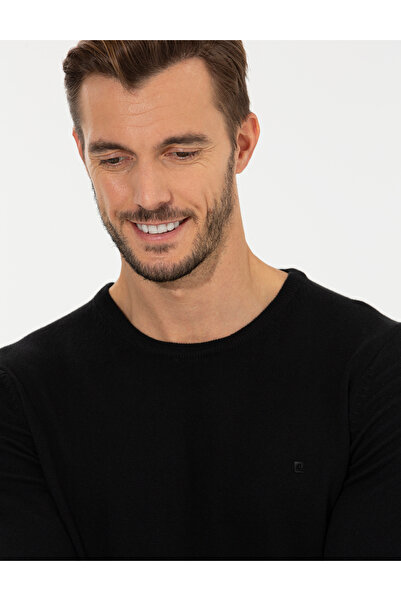 Pierre Cardin Black Slim Fit Crew Neck Basic Sweater 50258993-Vr046