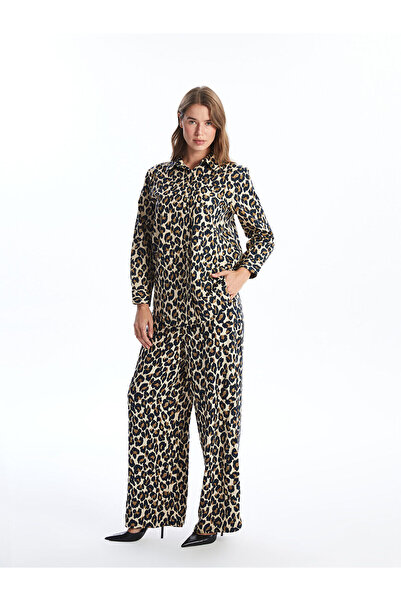 LC Waikiki Γυναικείο παντελόνι Lcw Elastic Waist Leopard Printed