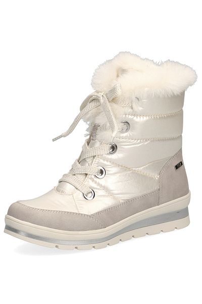 Caprice Damen Elegante Stiefelette Winterschuhe 9-26226-29 Weiß 199 Pearl Comb Lederimitat/ Textil Mit Cap