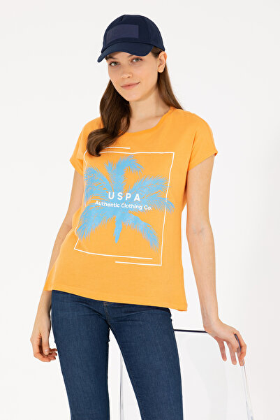 U.S. Polo Assn. Γυναικείο πορτοκαλί μπλουζάκι με λαιμόκοψη 50262950-VR051