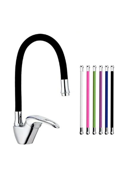 Epilons Mix Swan Kitchen Sink Faucet Black with Colorful Movable Head