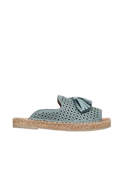 BUENO Blue Leather Women's Espadrille Slippers - 01wn3105