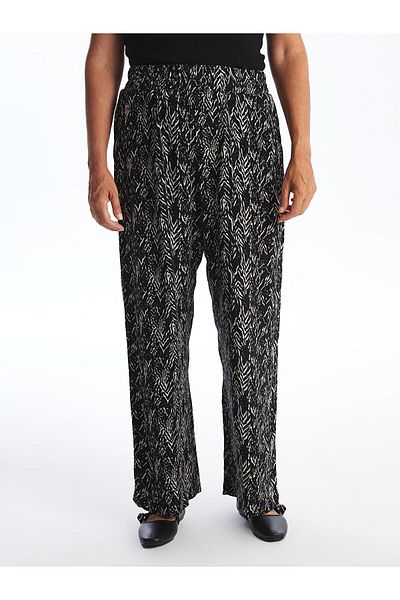LC Waikiki Pantaloni largi cu imprimeu cu talie elastică LCW pentru femei