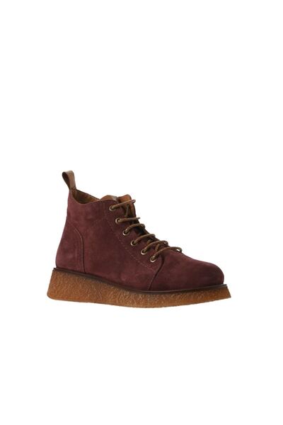 Bueno Shoes Bordo Süet Kadın Düz Bot 01wv5204