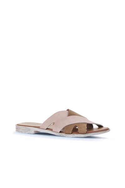 Bueno Shoes Γυναικείες φλατ παντόφλες Alf Suede - Powder Tan, 01wa3014