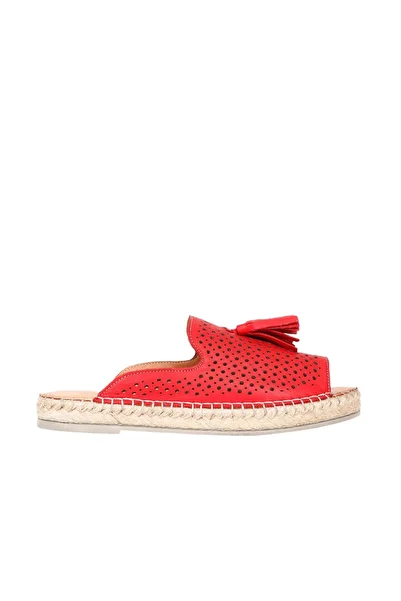 Bueno Shoes Kırmızı Deri Kadın Espadril Terlik 01wn3105