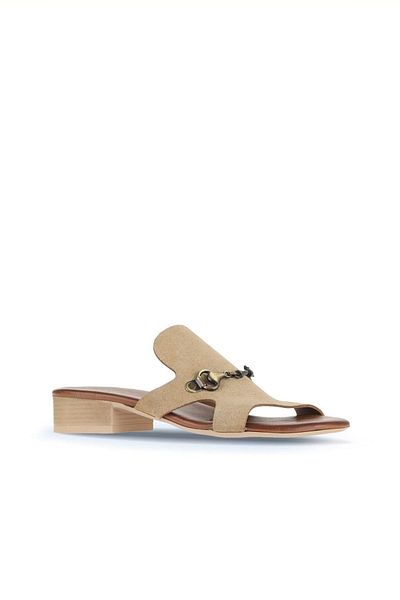 Bueno Shoes Дамски чехли на ток Alf Suede - светлокафяви 01wa7304