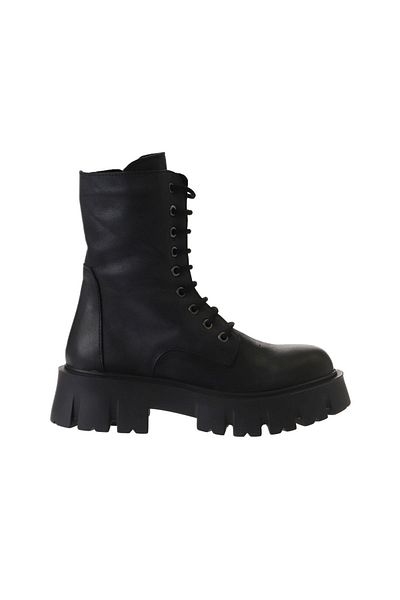 Bueno Shoes Γυναικείες μπότες μαύρες δερμάτινες με σφήνα τακούνια - 01wv4601