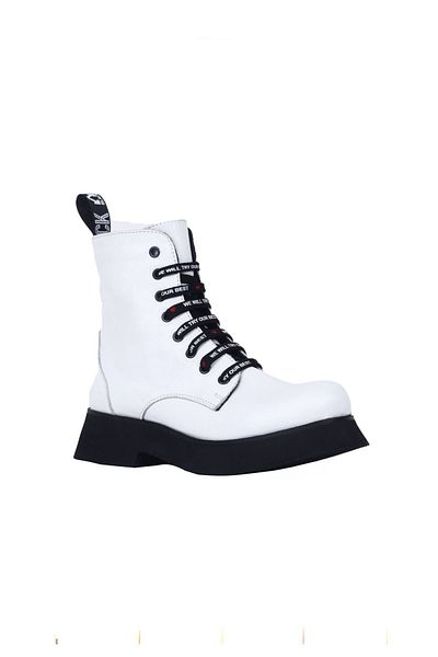 Bueno Shoes Beyaz Deri Kadın Düz Bot 01wr8802