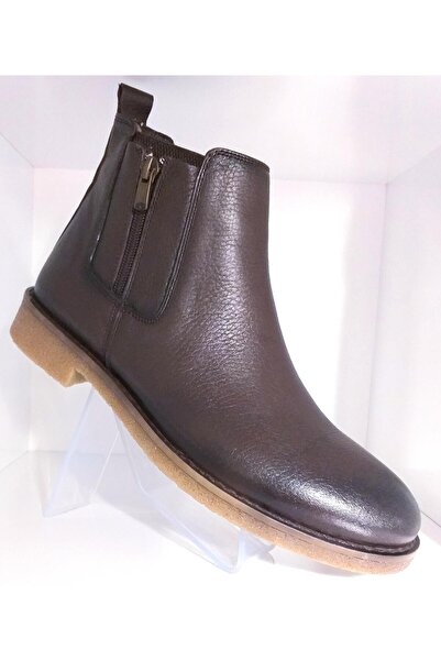 BAGSSHOES Htc2023k-011 Men's Genuine Leather Thermo Sole Zipper Garnished Chelsea Boots