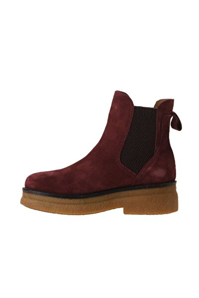 Bueno Shoes Bordo Süet Kadın Düz Bot 01wv0214
